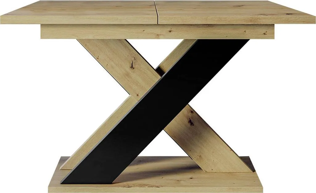 Table extensible Tosca chêne clair et noir 4-6 couverts gain de place