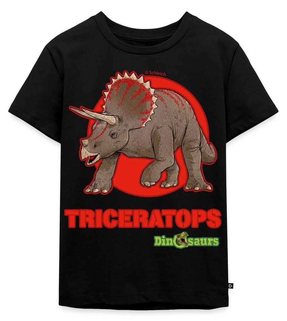 Spreadshirt Dinosaurier Triceratops Pflanzenfresser Kinder Premium T-Shirt, 134/140 (8 Jahre), Schwarz