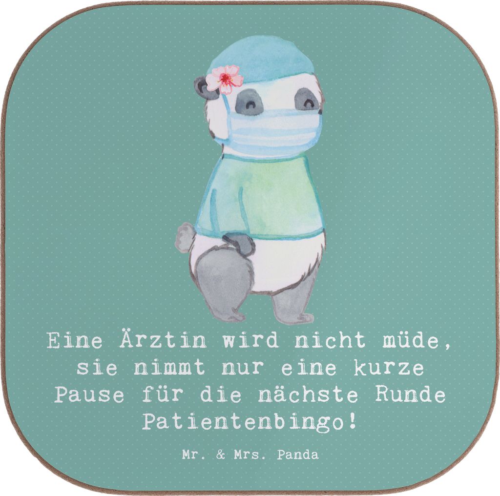 Mr. & Mrs. Panda Untersetzer Tasse Ärztin Pause - Meeresbrise - Geschenk, Getränkeuntersetzer, charmant, Berufsalltag, Glas, Berufsgestaltung, Do...