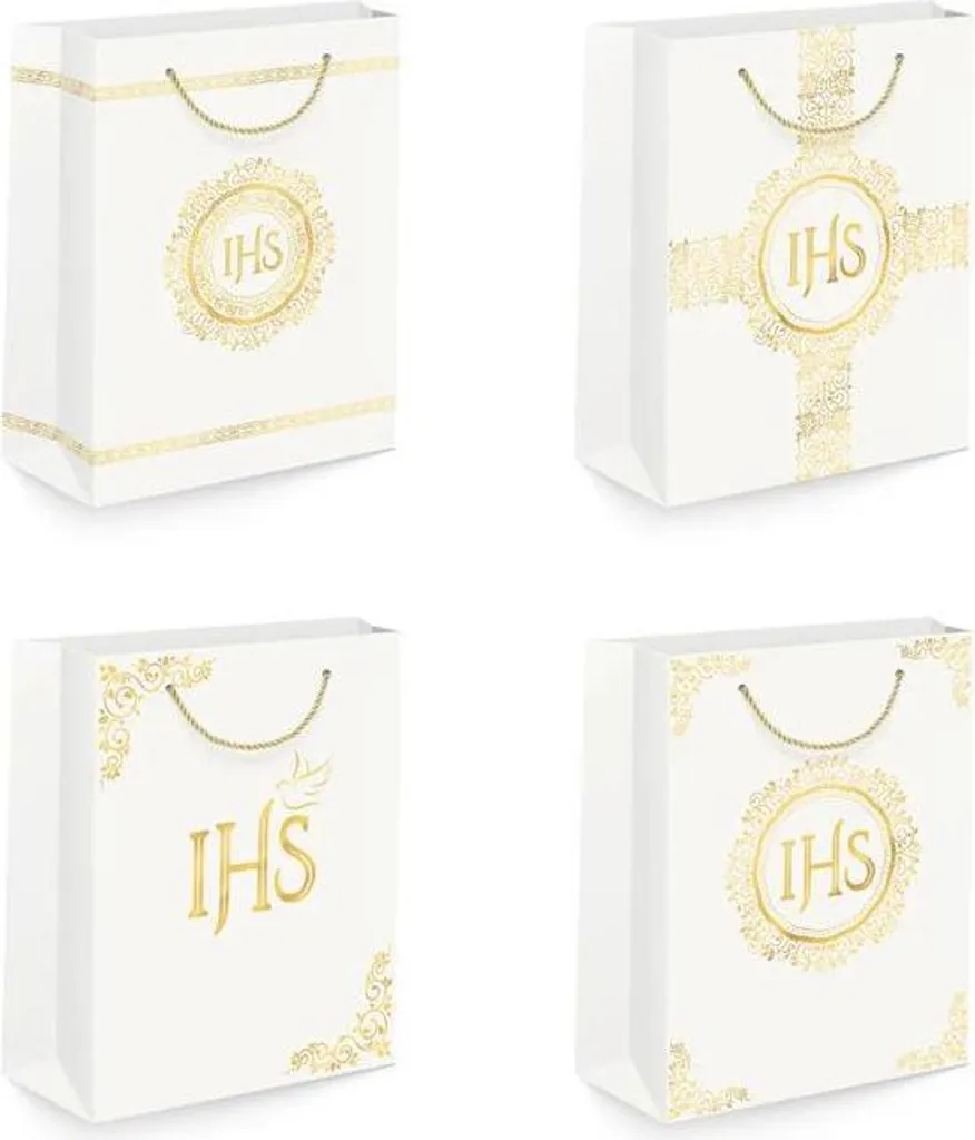 Sac cadeau IHS robuste et chic pour cérémonie - 26x32x12cm lot de 12