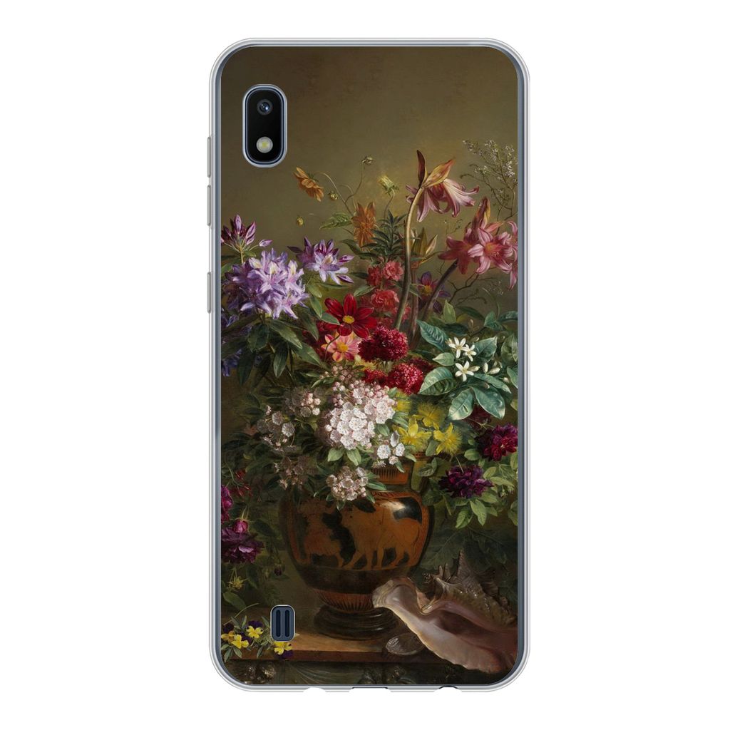 MuchoWow Handyhülle Schutzhülle Hülle für Samsung Galaxy A10 Stilleben mit Blumen in einer griechischen Vase - Alte Meister - Kunst Silikon S...