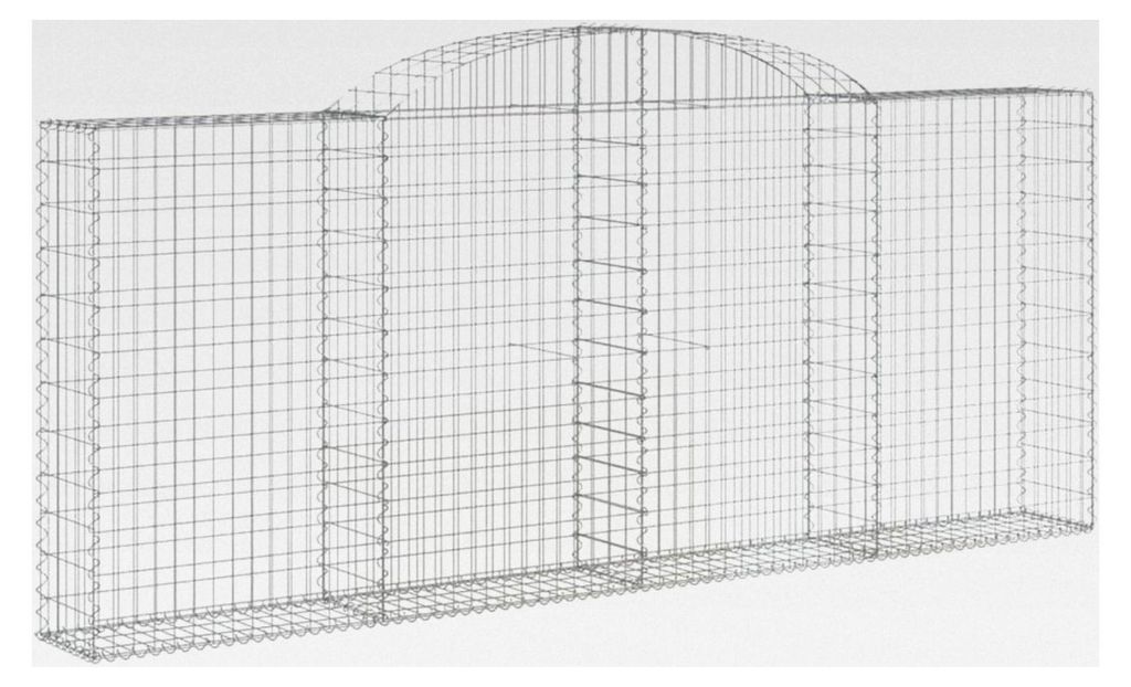 Gewölbte Gabionenkörbe 12 Stück 300x30x120/140 cm verzinktes Eisen