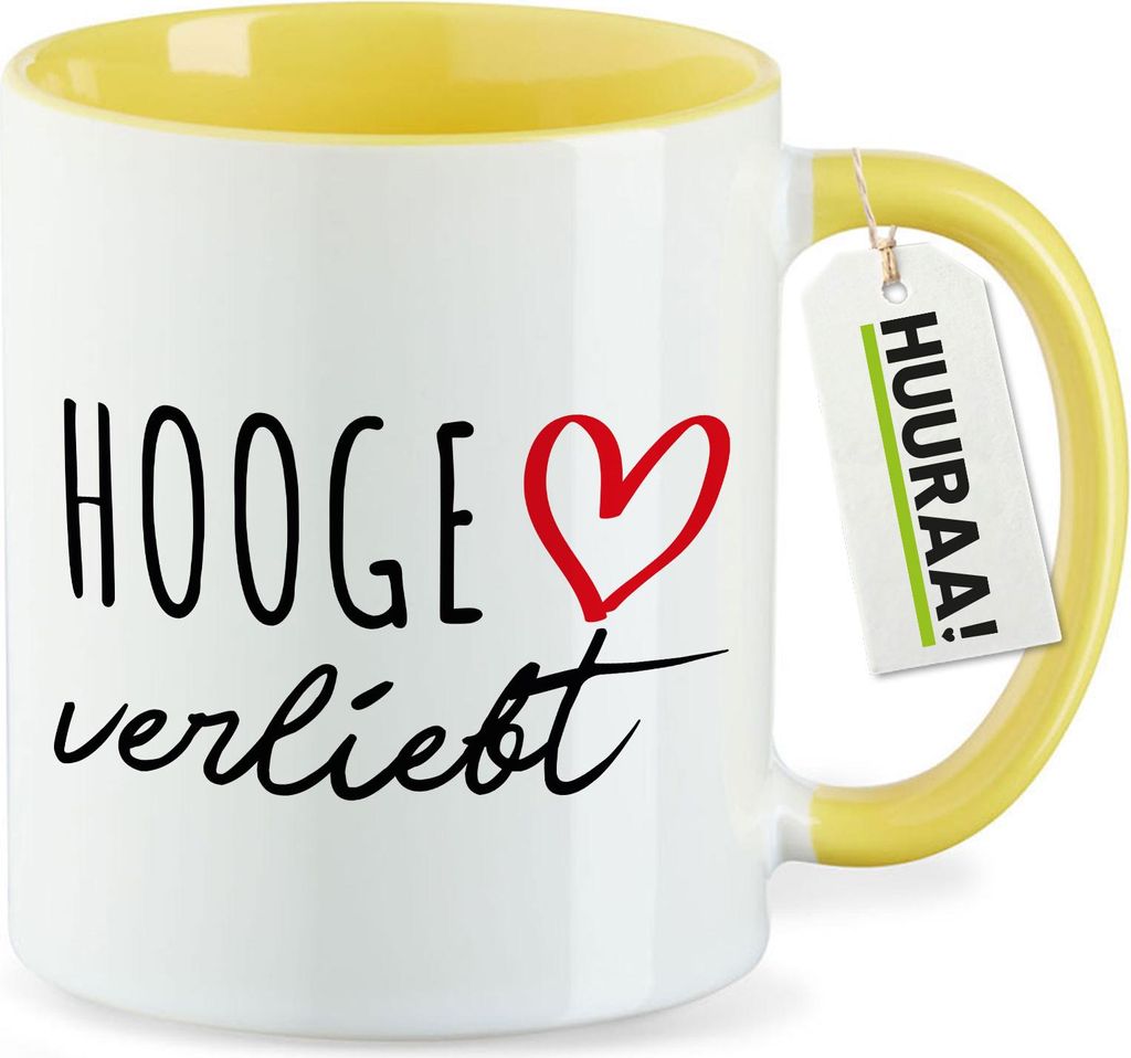 Huuraa Kaffeetasse Hooge verliebt 330ml Gelb Keramik Kaffeebecher Geschenkidee