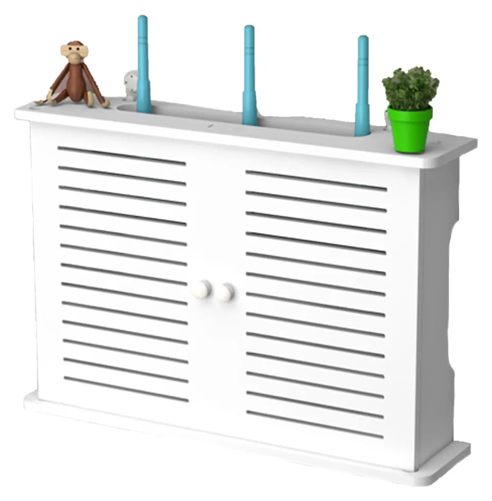 Boîtier de rangement pour routeur Wi-Fi blanc - Modèle B mural compact