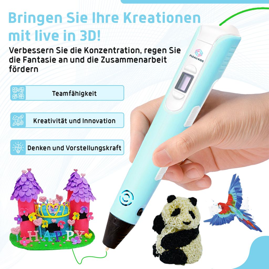 Fleau Kids 3D Stift Starter Pack Blau L - 36m Filament - 12 Produktbild 3