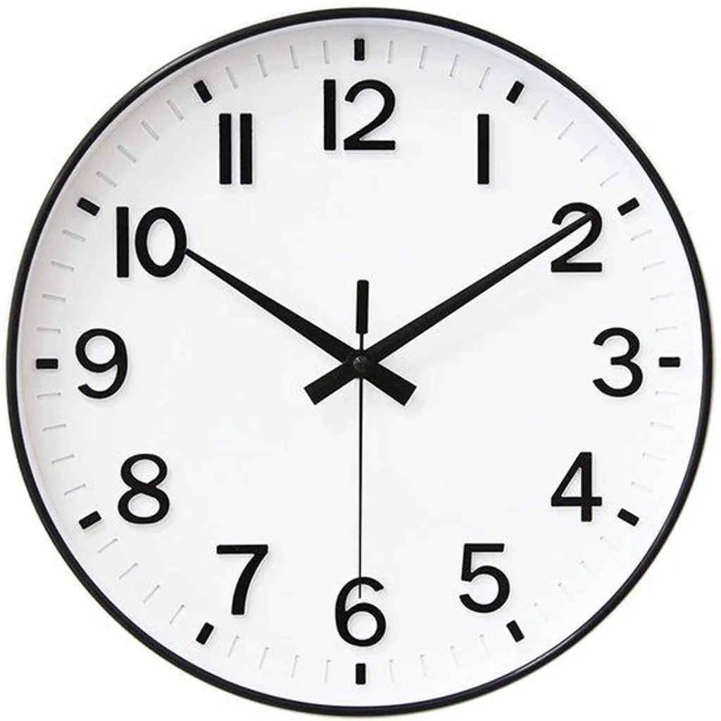 Pendule murale décorative 30cm sans tic-tac noir et blanc pour salon