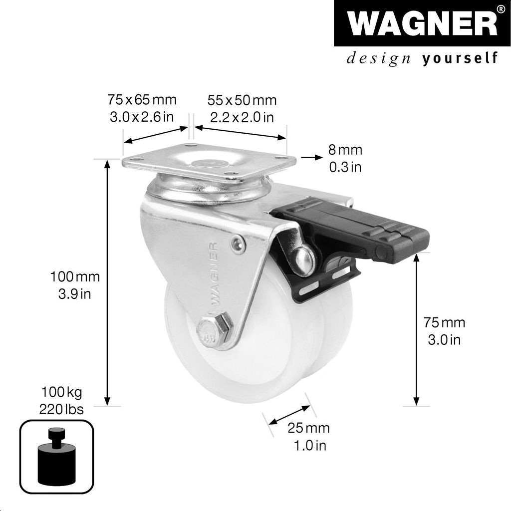 Wagner design yourself Apparate-Doppel-Lenkrolle ECO RO Produktbild 