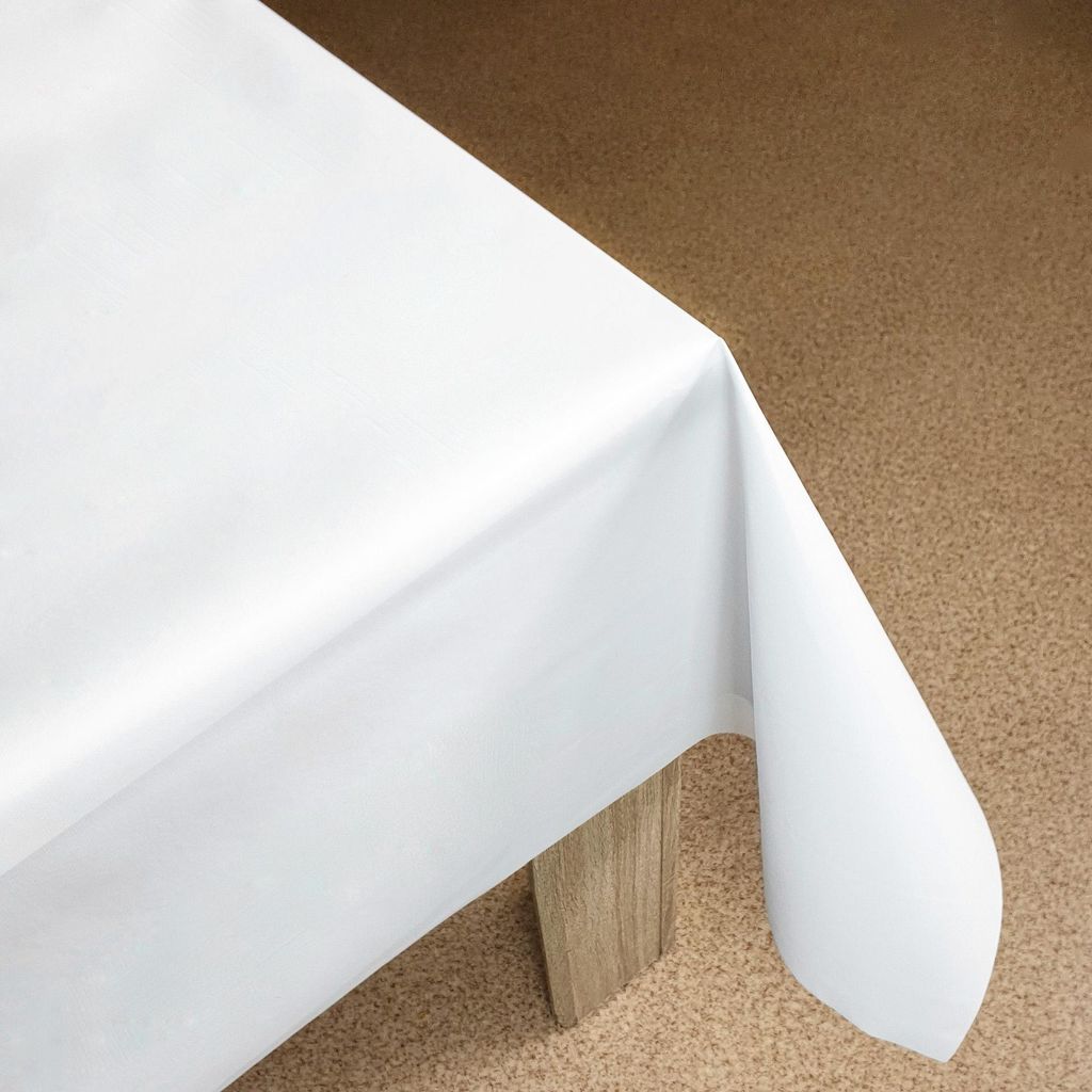 Wachstuchtischdecke 140x240 cm - Weiß - Wachstischdecke mit wasserabweisender und lebensmittelecht PVC-Beschichtung - Outdoor-Tischdecken für Gar...