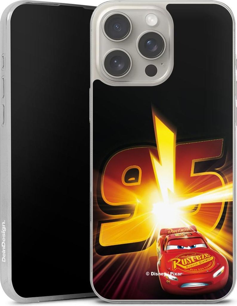 DeinDesign Slim Hülle für Apple iPhone 16 Pro Max Silikon Case Ultra Dünn Handyhülle Cars Lightning Mcqueen 95 Offizielles Lizenzprodukt