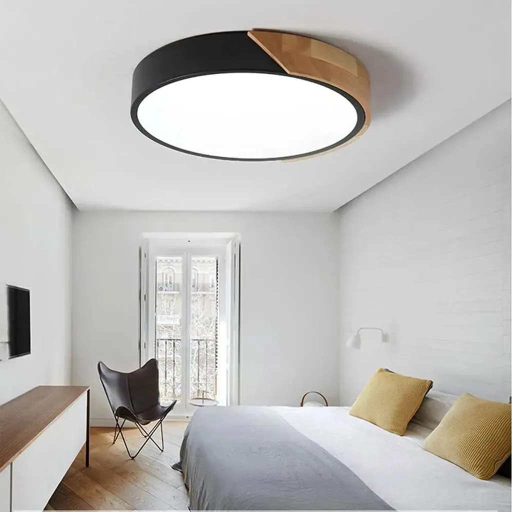 Plafonnier LED moderne rond noir 43W dimmable avec télécommande et design - 4