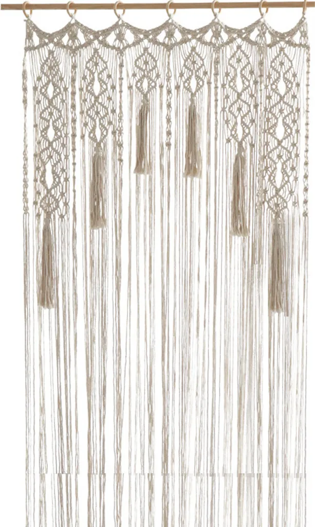 Tenda Di Porta In Cotone Bohémien Con Nappe | Arazzo Macramè Fatto A Mano | Decorazione Arco 90x200 Cm
