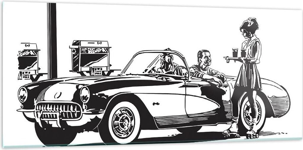 Bilder auf glas - Bar Auto Straße - 120x50cm - Glasbilder - Produktbild 