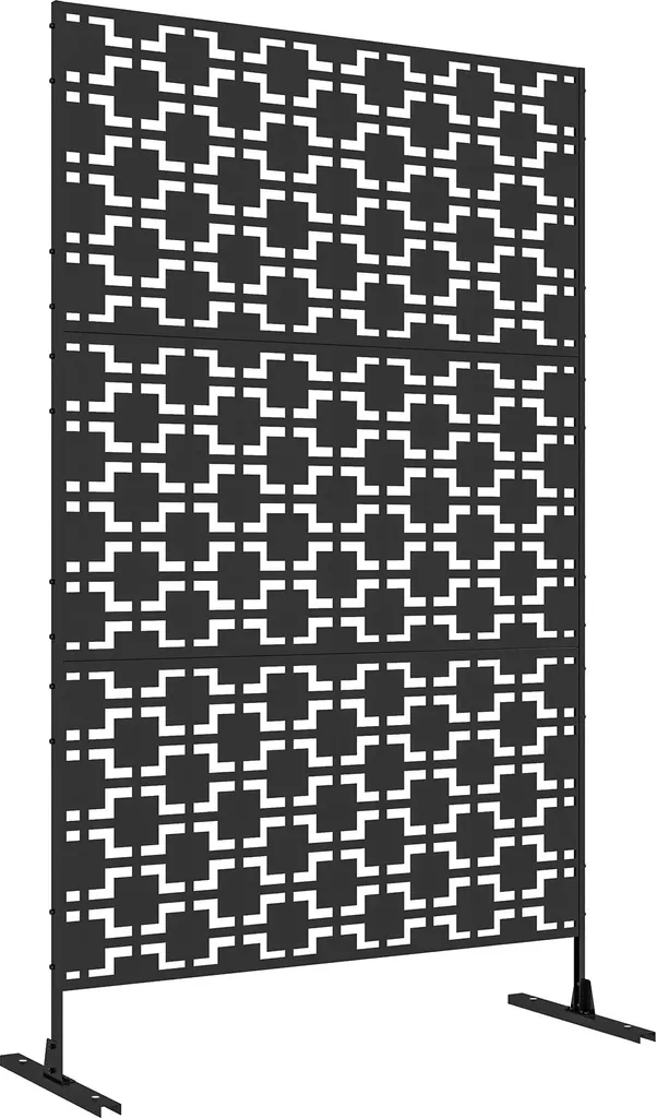 Brise-Vue Design en Métal Ajouré avec Motif Géométrique Moderne 122 cm