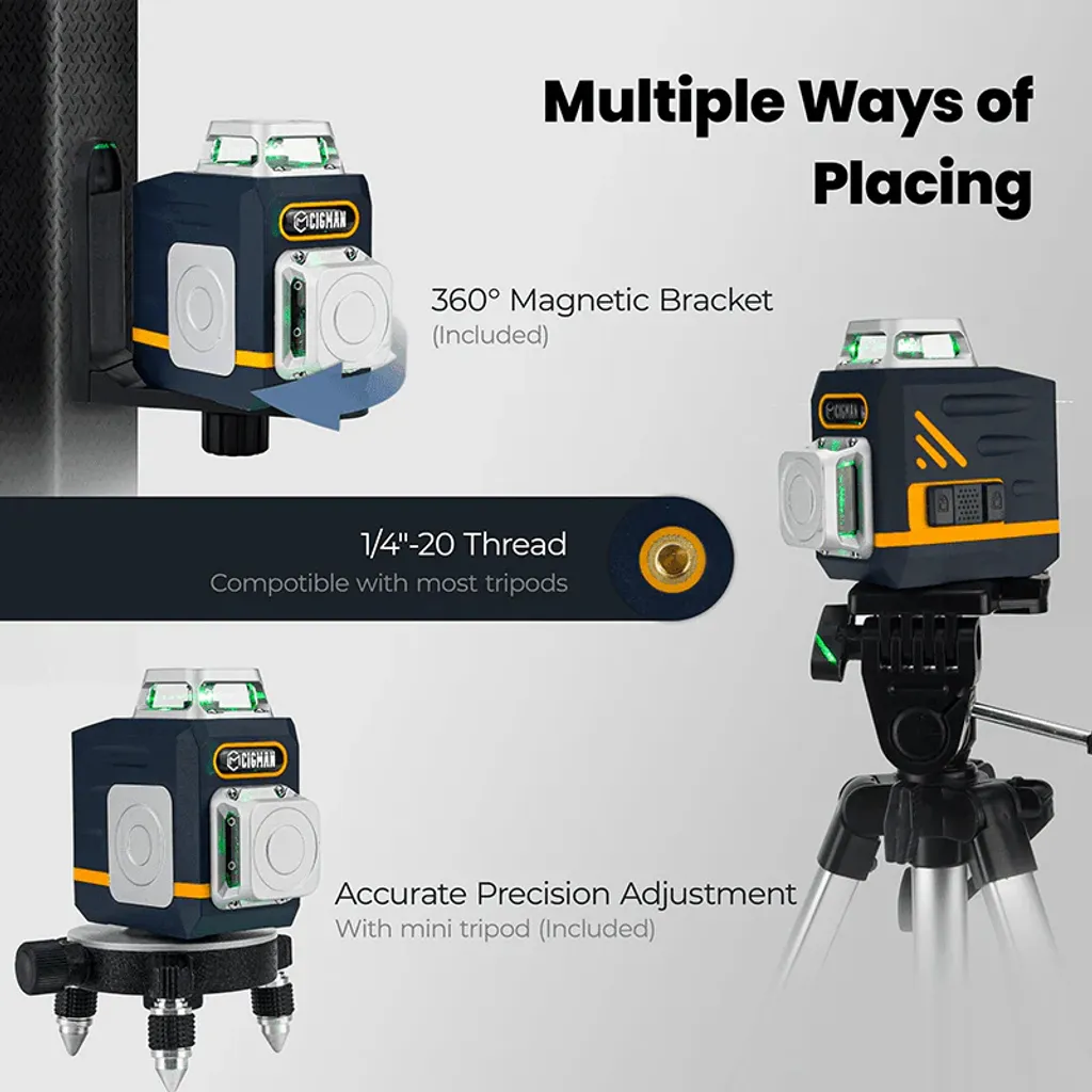 CIGMAN CM720 Niveau Laser Vert 2x360° avec Télécommande Haute Précision - 3