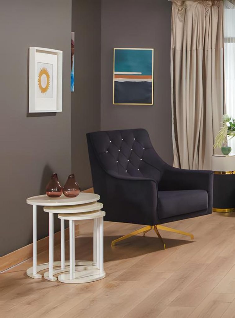 Sessel Ohrensessel Sitzer Schwarz Stoffsessel Polstersessel Einsitzer