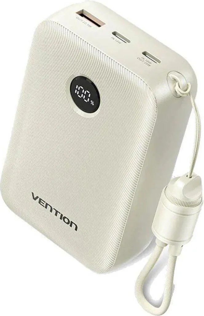 Powerbank Vention 22,5W Charge Rapide 20000mAh Écran LED Couleur Sable