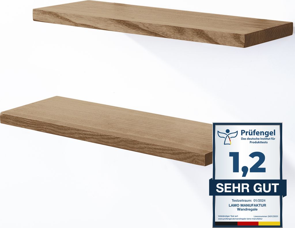 LAMO Manufaktur 2 Stück Wandregal aus Holz mit unsichtbarer Produktbild 