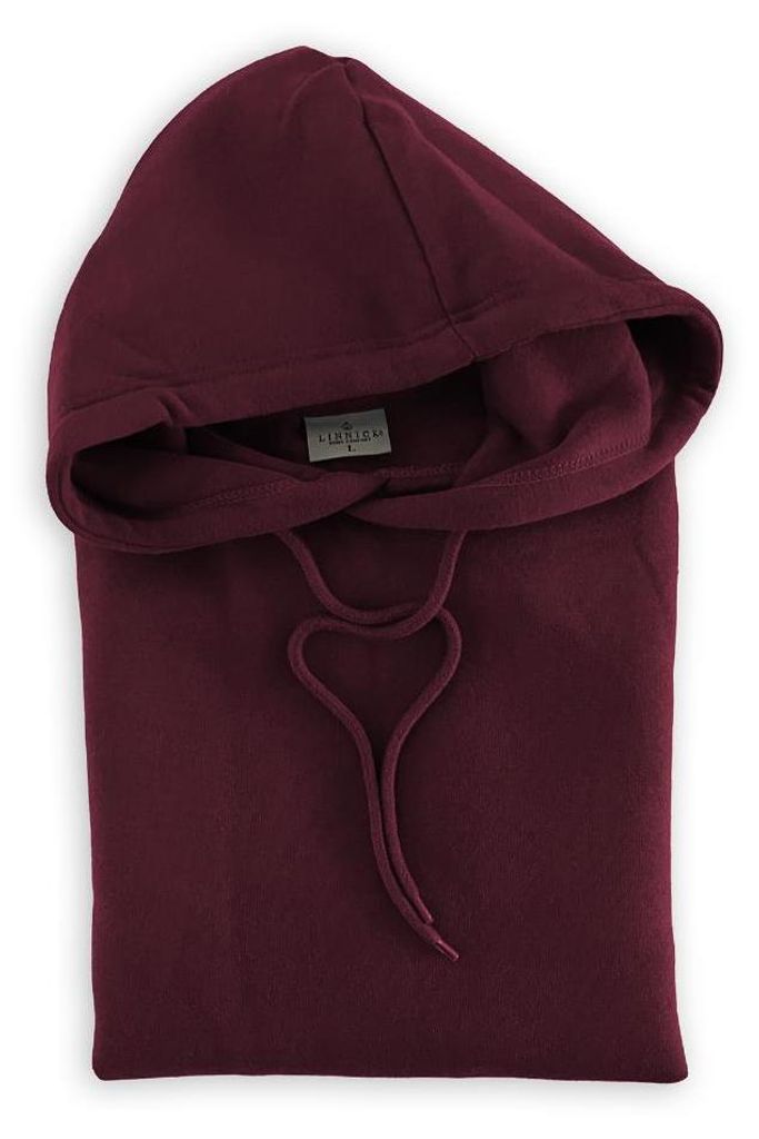 LINNICK Uni Kapuzenpullover – Bordeaux – Größe XL – weicher Fleece – Känguru-Tasche