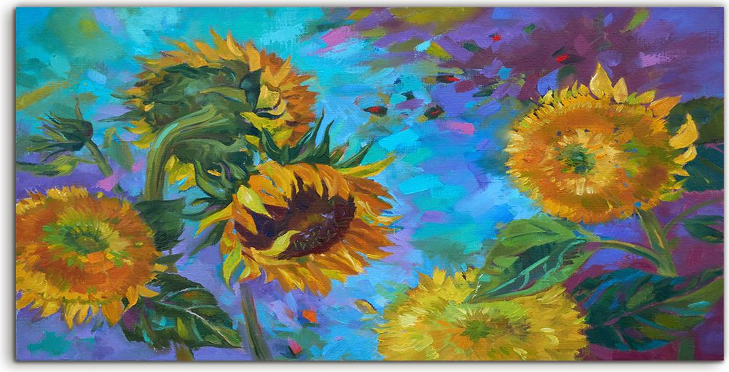 Coloray Acrylbild 120x60 Wandbild Acrylbilder Foto Bild Kunst Sonnenblumen Malerei