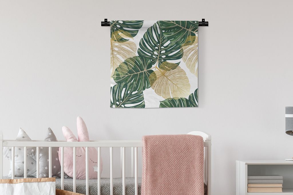 MuchoWow Wandteppich Wandbehang Tropisch - Blätter - Grün 60x60 cm Tapisserie Dekoration Wandtuch - Dekorationen - Wand Decke