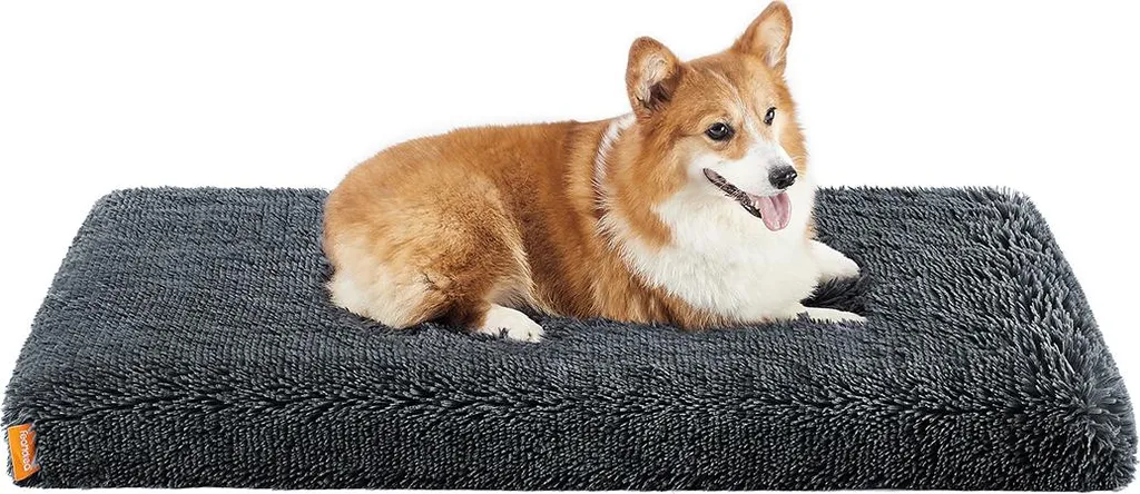 Letto Ortopedico Cani L 95x60x8 cm | Cuscino Peluche Grigio Sfoderabile