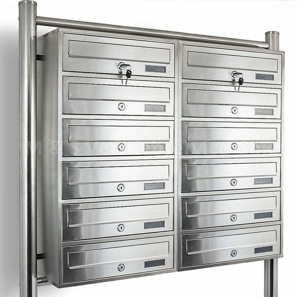 BITUXX Edelstahl Doppel Briefkastenanlage 12fach Silber Produktbild 