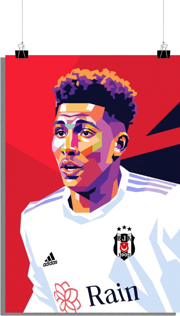 Gedson Fernandes Poster - Fußball Poster - Beşiktaş Poster - Trikot Poster - 51x71cm - Perfekt zum Einrahmen