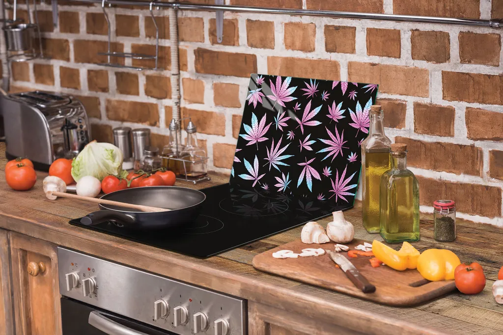 Tagliere Vetro Professionale 30x22 Foliage Viola | Piastra Multiglass - 8