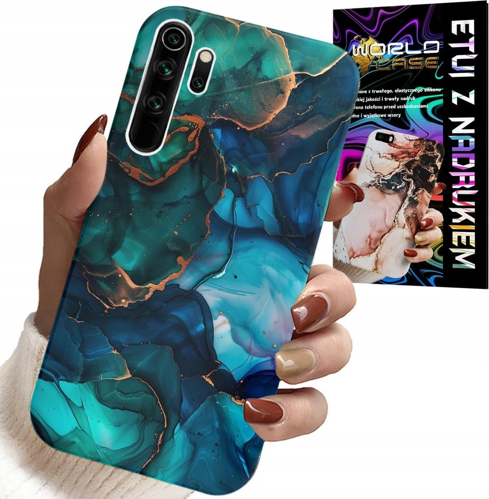 Hülle Für Xiaomi Note 8 - Blau Grün Marmoriert Rückseite Design