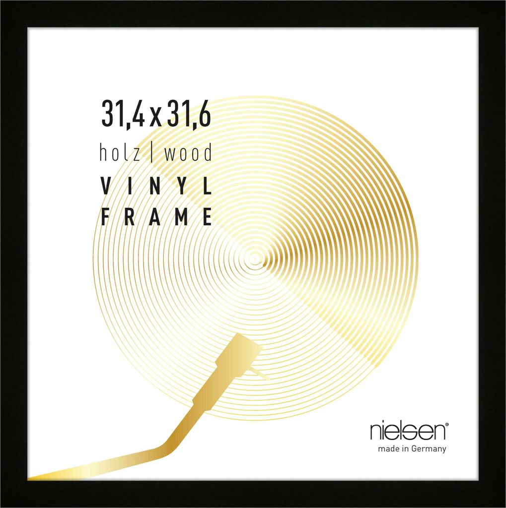nielsen 2er SET Holz Schallplatten Rahmen Vinyl, doppel LP-Rahmen Vinyl, 31,4x31,6 cm, Schwarz, Langspielplatten-Rahmen
