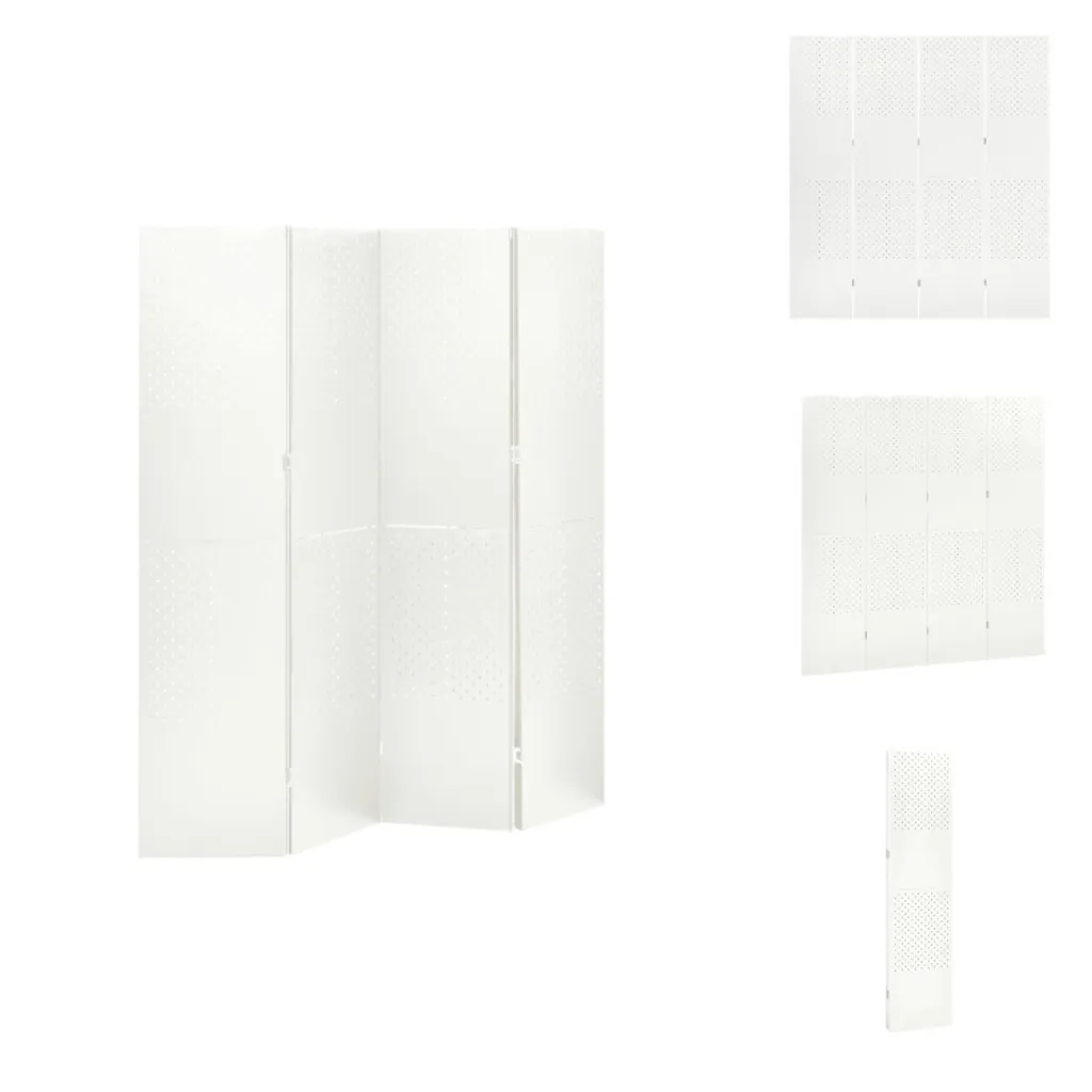 Cloison de Séparation Mobile 4 Panneaux Blanche 160x180 cm vidaXL Acier