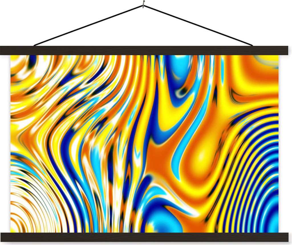MuchoWow Textilposter Kunst - Linie - Psychedelisch 60x40 cm mit schwarzem Rahmen - Hölzernes