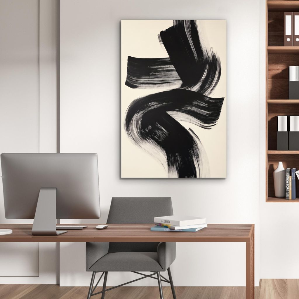 MuchoWow Wanddekoration Metall Metallbild Wandkunst 80x120 cm Streifen - Schwarz - Abstrakt MuchoWow Aluminium Gemälde - Bilder