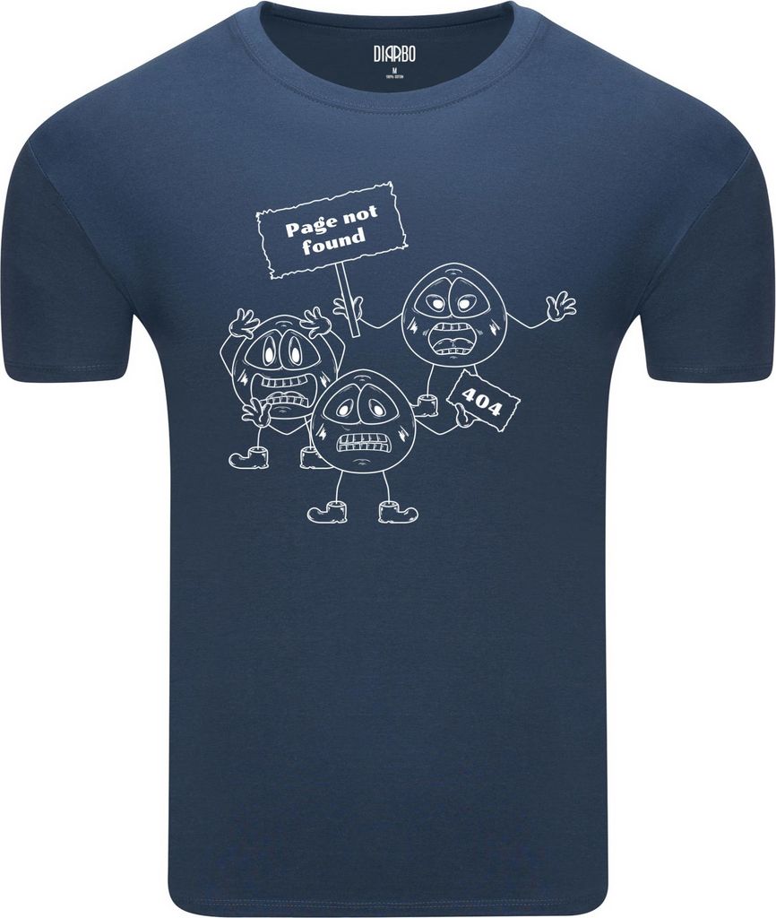 Diarbo Herren T-Shirt mit Lustigem Druck Error 404 Blau Gr.XL