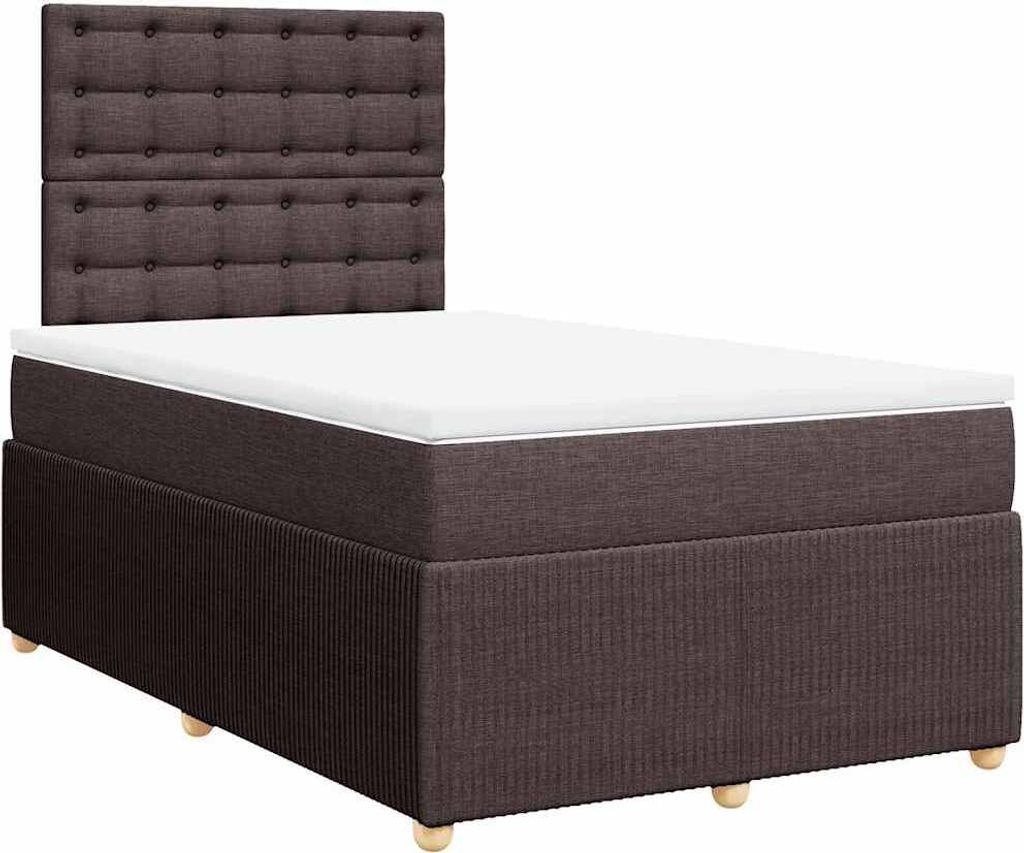 vidaXL Boxspringbett mit Matratze Dunkelbraun 120x200 cm Stoff