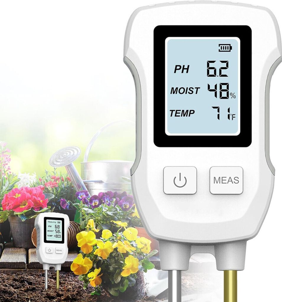 3 - in - 1 - Gartenwerkzeug: Digitaler Boden - PH - Tester, Bodenthermometer und Bodenfeuchtigkeitsmessgerät