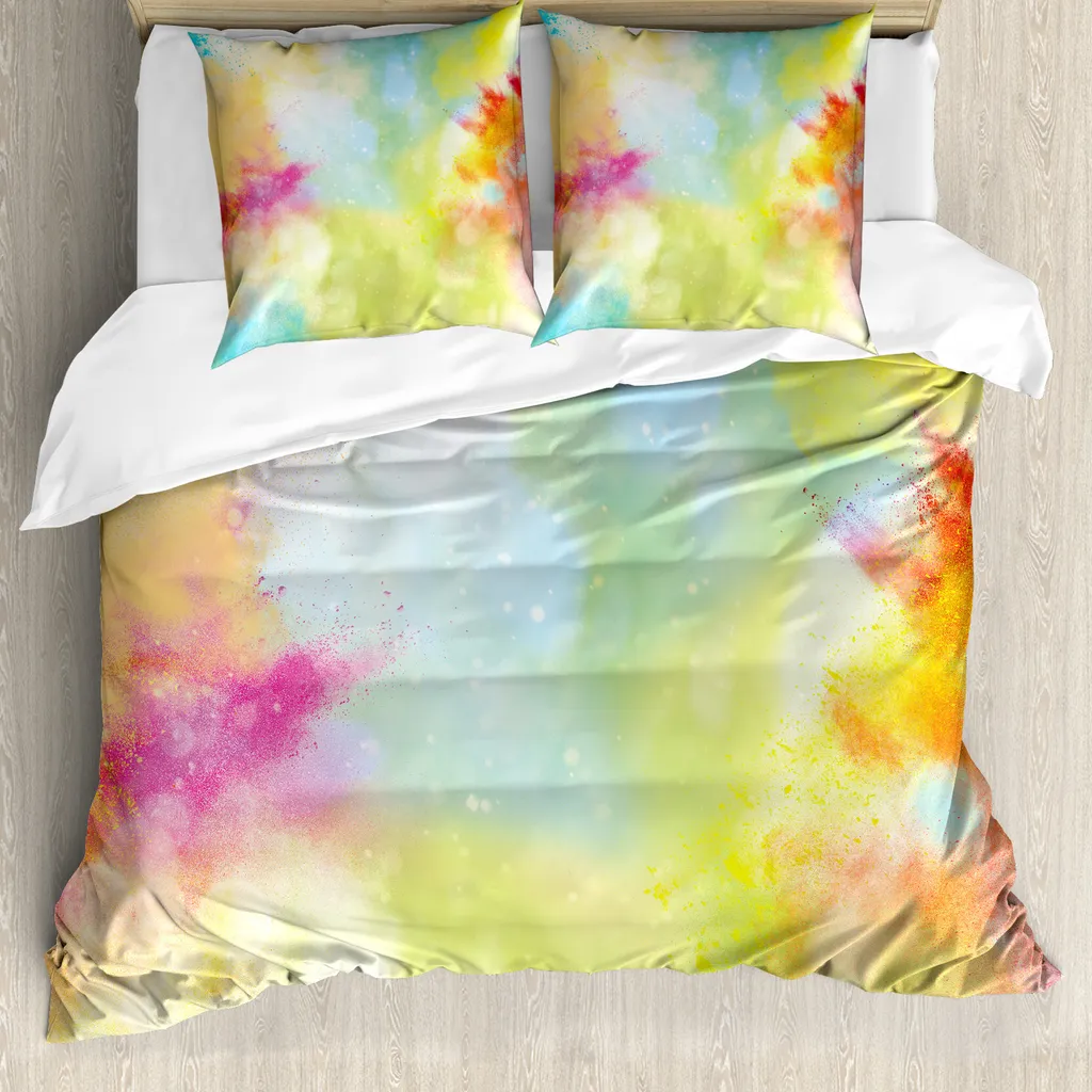 ABAKUHAUS Copripiumino colorato, Bewölkt Milchstraße Boho, antiacaro, adatto a chi soffre di allergie, con federe, 155 cm x 220 cm - 80 x 80 cm, multicolore