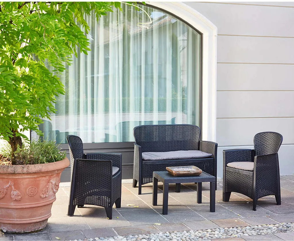 Ensemble salon de jardin 4 places avec coussins confort Progarden