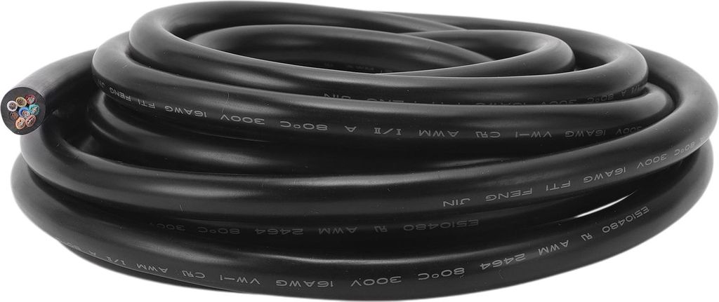 Elektrische Masseleitung Automobil-Stromleitung 16FT Schwarz TC 1 Stück 16AWG 8 Leiter Vollständig isoliert & Soft-Touch-Mantel Universal