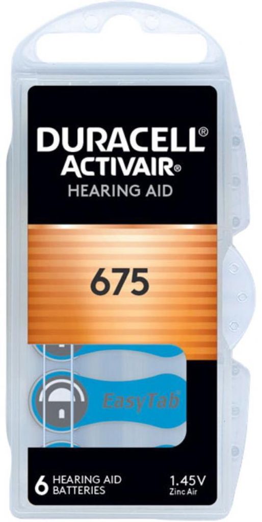 6 batterie per apparecchi acustici Duracell ActivAir 675 Immagine del prodotto 
