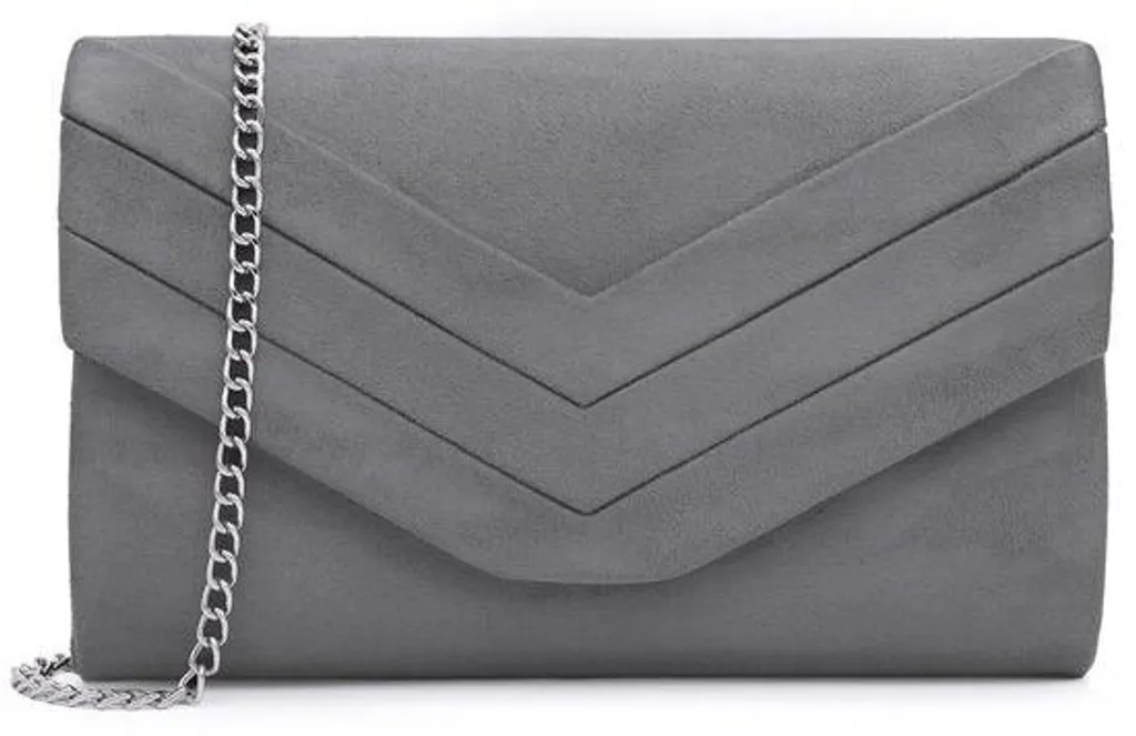 Pochette daim gris mariage et cérémonie - Sac à main chic spécial fête