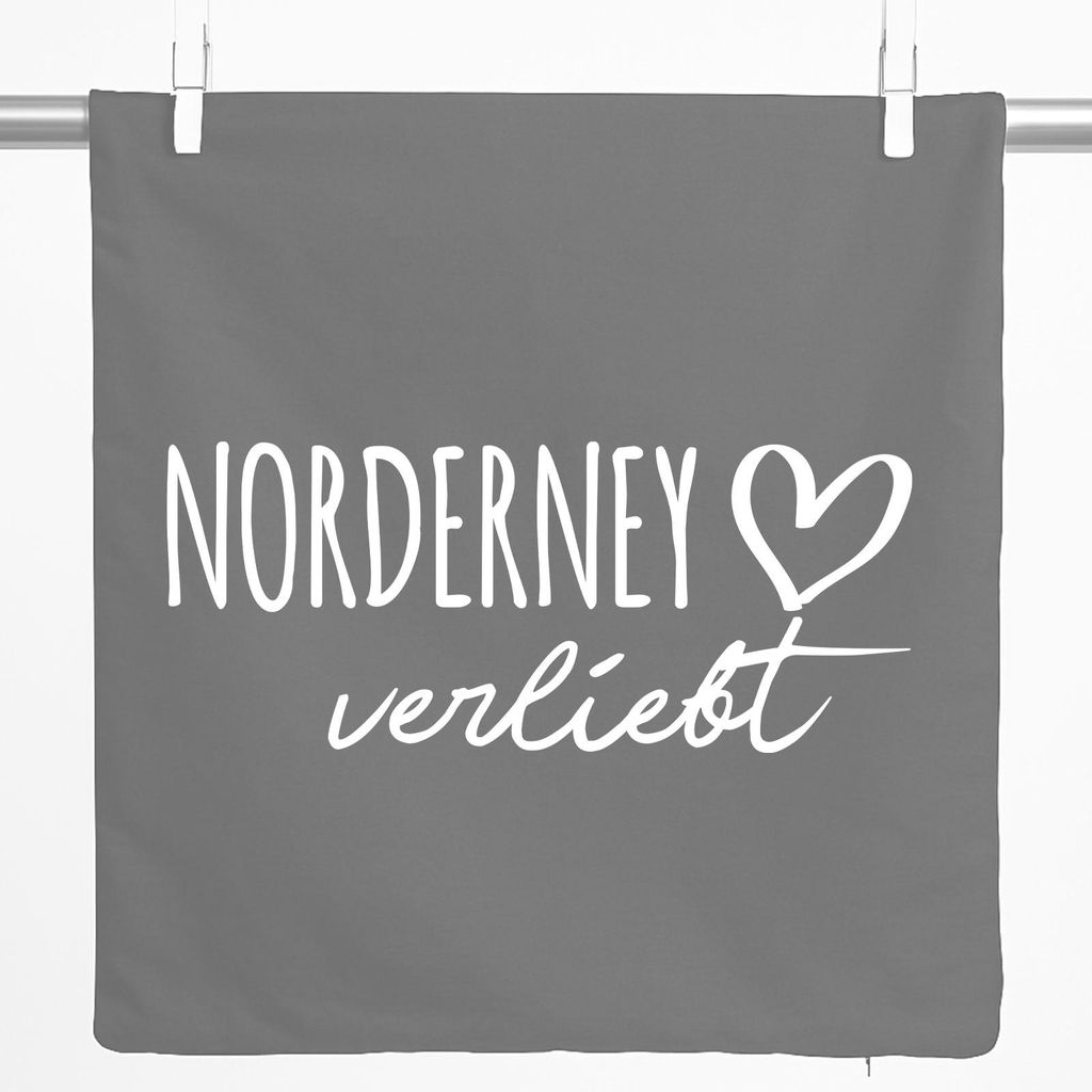 Huuraa Kissenbezug Norderney verliebt 40x40cm Steel Grey Baumwolle Dekokissenbezug Geschenkidee