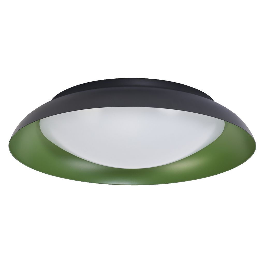 LEDVANCE Orbis Plate LED-Deckenleuchte, schwarz-grün, 35W, 1700lm, 3000K, 430mm, 830 freundliches Warmweiß, durch Kicken in 3-Stufen dimmbar, IP2...