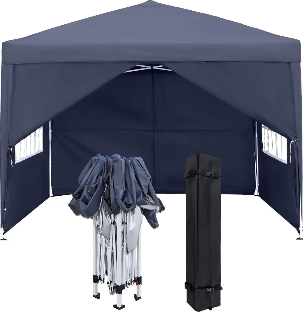 Pavillon de Jardin Anti-UV 2,5x2,5m Anthracite avec Parois Latérales