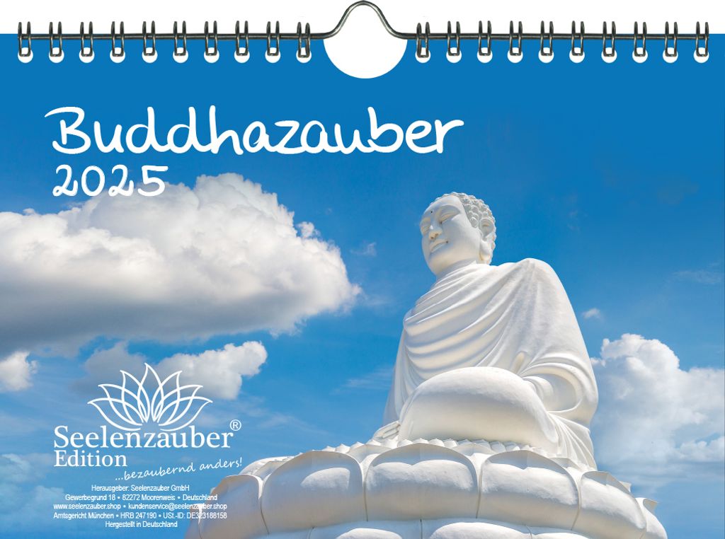 Buddhazauber DIN A5 Wandkalender für 2025 Buddhismus Zen Feng Shui Buddha - Seelenzauber