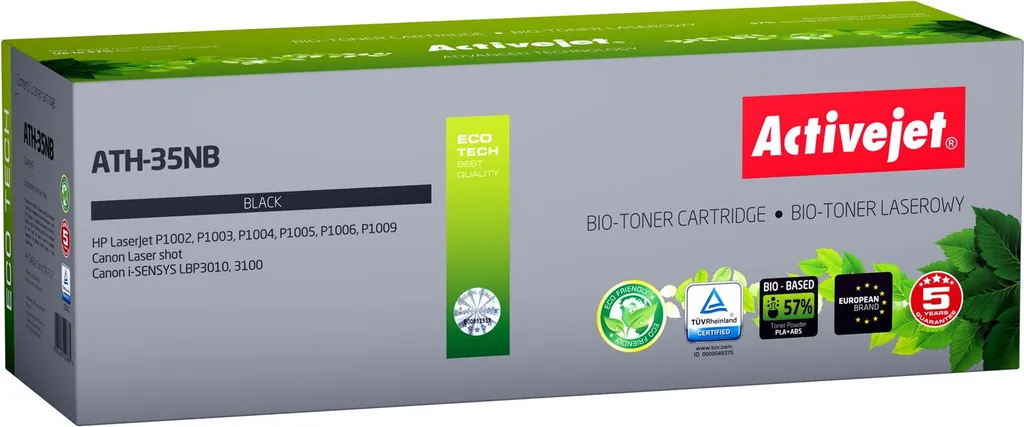 Toner Activejet ATH-35NB pour HP 35A CB435A et Canon CRG-712 Noir 1800p