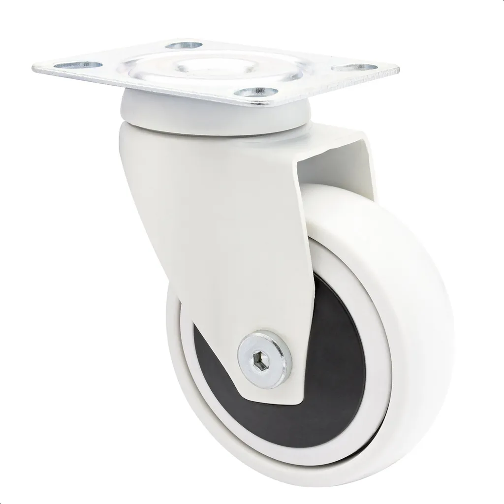 Roulette pivotante silencieuse anti-rayure blanche pour meuble 75kg