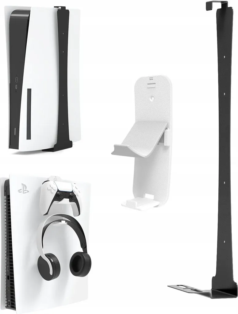 Support Mural 2-en-1 pour Console Sony PS5 Manettes et Casque P5149