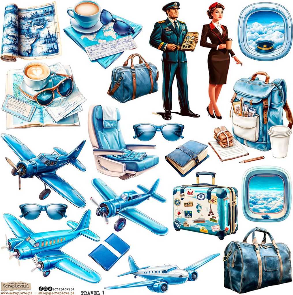 AUFKLEBER ScrapLove Dekor Stickers - Travel 1