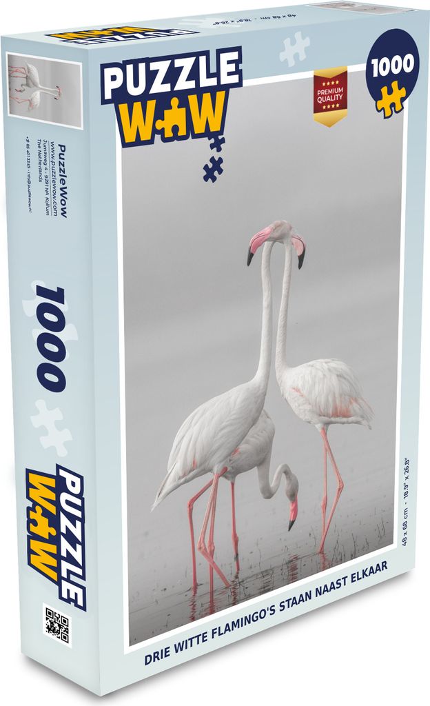 MuchoWow Puzzle 1000 Teile Drei weiße Flamingos stehen Seite an Seite - Spielzeug - Alt und Jung - Spiele - Puzzeln